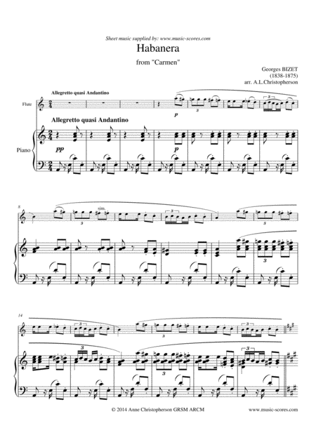 Habanera From Carmen Flute And Piano Sheet Music