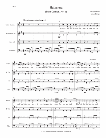 Habanera From Carmen Sheet Music