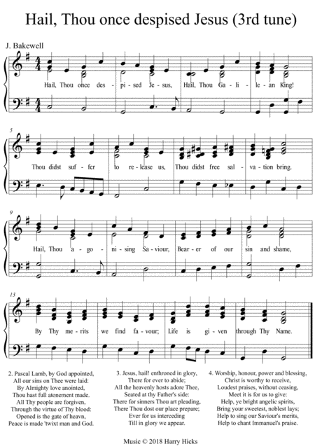 Free Sheet Music Hail Thou Once Despised Jesus The Third Tune I Ve Written For This Wonderful Hymn