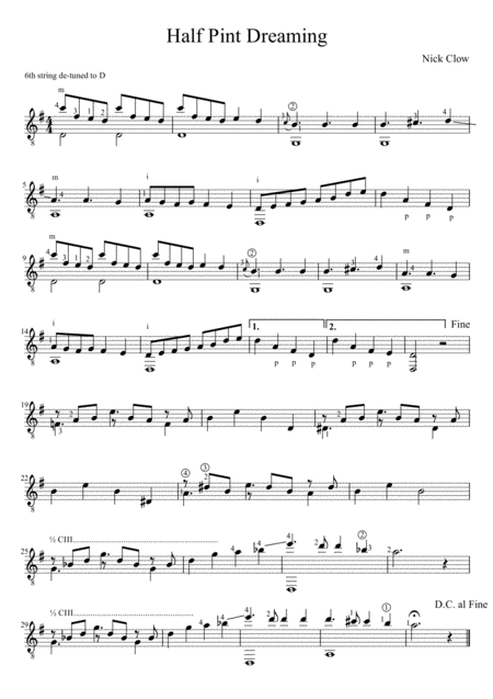 Free Sheet Music Half Pint Dreaming