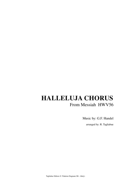 Halleluja Chorus Handel Hwv56 Messiah For Satb Sheet Music