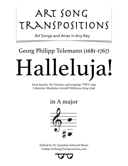 Free Sheet Music Halleluja Transposed To A Major