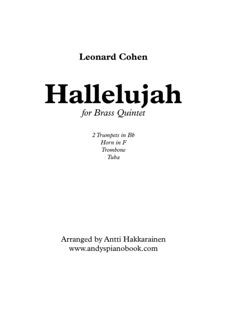 Hallelujah Brass Quintet Sheet Music