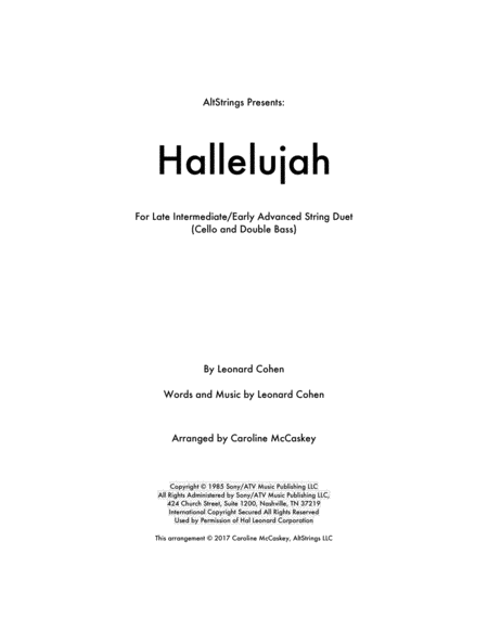 Hallelujah Cello And Double Bass Duet Sheet Music