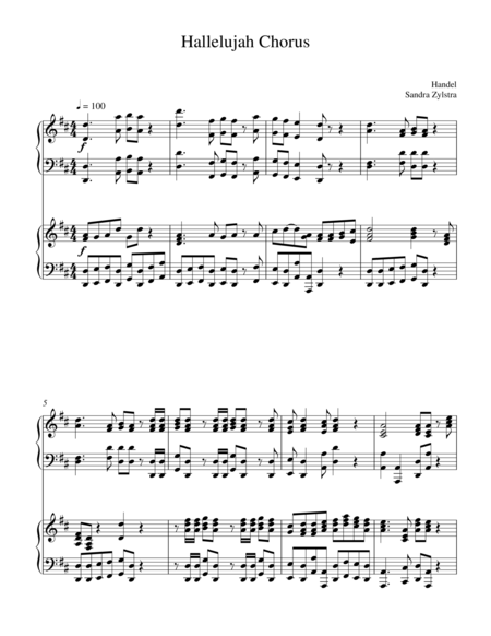 Free Sheet Music Hallelujah Chorus 2 Piano Duet