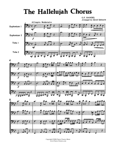 Hallelujah Chorus For Tuba Quartet Sheet Music