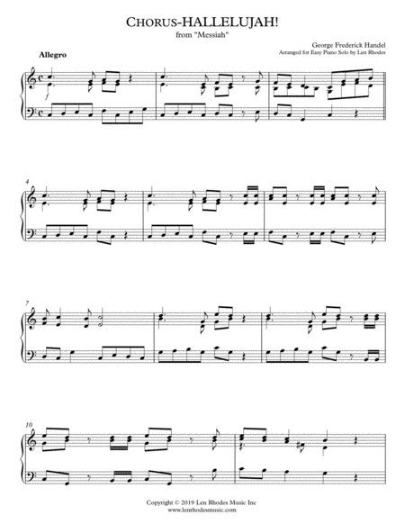 Free Sheet Music Hallelujah Chorus Piano Solo