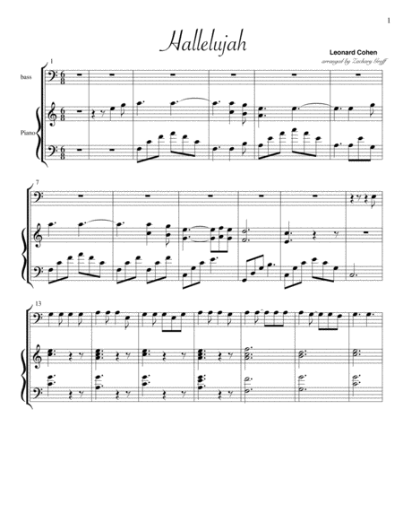 Free Sheet Music Hallelujah For Bass And Piano