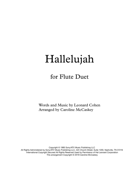 Hallelujah For Flute Duet Sheet Music