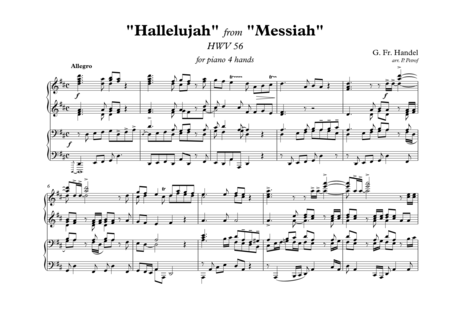 Free Sheet Music Hallelujah From Messiah Hwv 56 For Piano 4 Hands