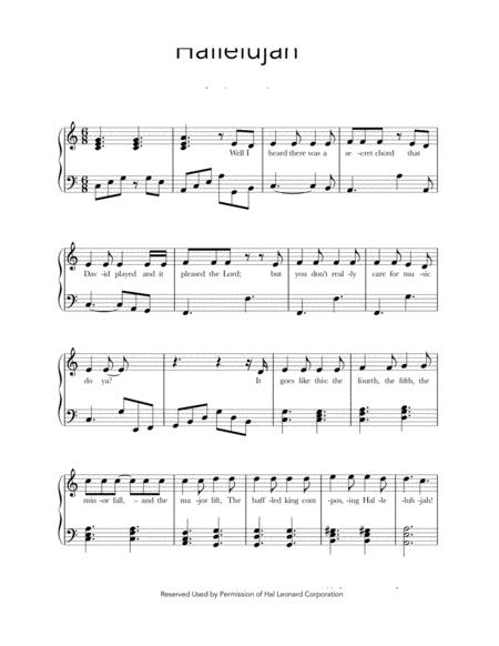 Hallelujah Late Elementary Piano Solo Sheet Music