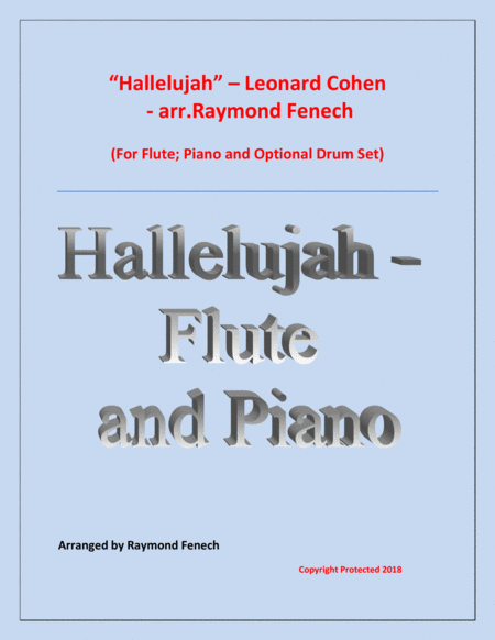 Hallelujah Leonard Cohen Flute And Piano With Optional Drum Set Sheet Music