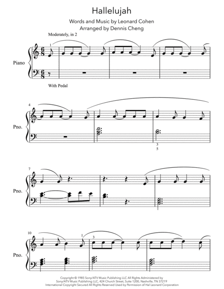 Hallelujah Pentatonix Version Easy Beginner Piano Sheet Music Sheet Music