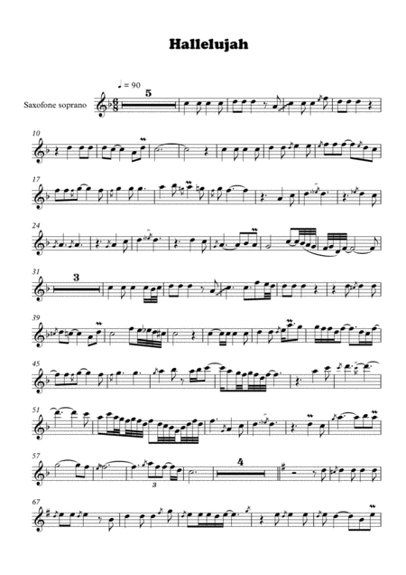 Free Sheet Music Hallelujah Saxofone Soprano