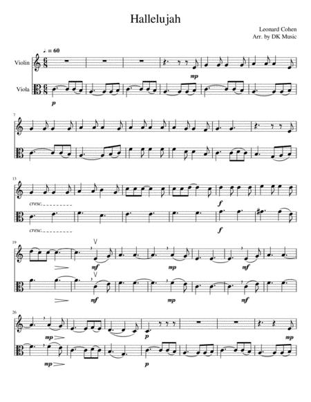 Free Sheet Music Hallelujah Violin Viola Duet