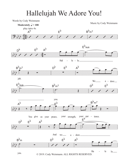 Free Sheet Music Hallelujah We Adore You For Low Voice In A Flat