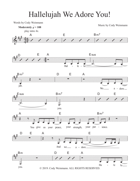 Hallelujah We Adore You Lead Sheet In A Sheet Music