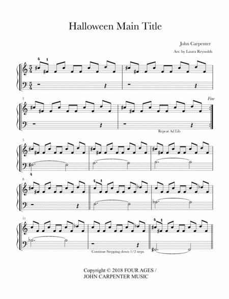 Halloween Main Title Theme Easy Beginner Sheet Music