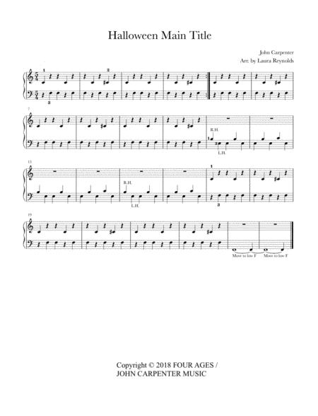 Halloween Main Title Theme Elementary With Optional Duet Sheet Music