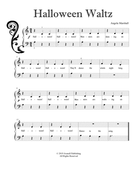 Free Sheet Music Halloween Waltz Early Elementary Piano Solo