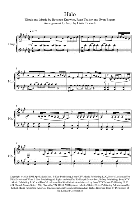 Halo Harp Solo Sheet Music