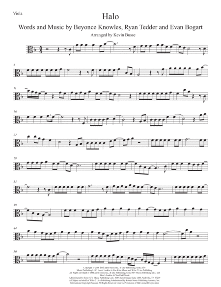 Free Sheet Music Halo Viola