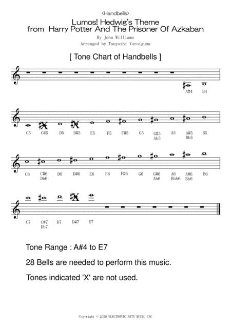 Handbells Lumos Hedwig Theme From Harry Potter And The Prisoner Of Azkaban Sheet Music