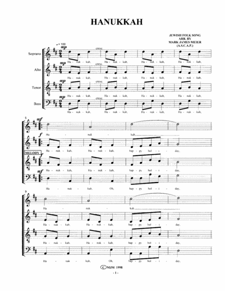 Free Sheet Music Hanukah