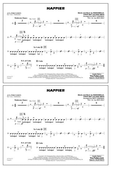 Happier Arr Matt Conaway And Jack Holt Aux Percussion Sheet Music