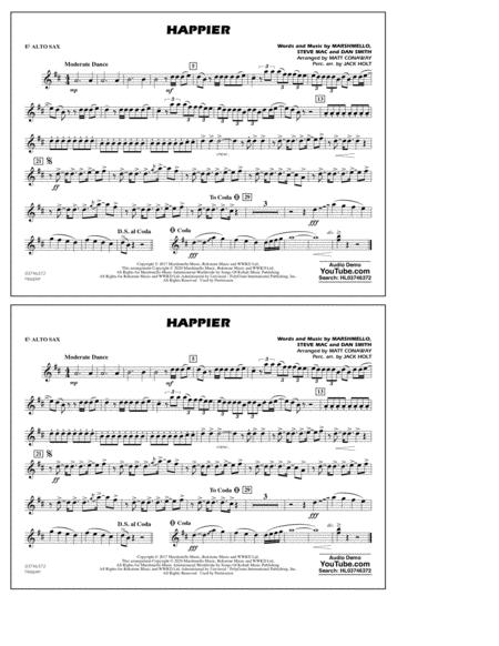 Happier Arr Matt Conaway And Jack Holt Eb Alto Sax Sheet Music