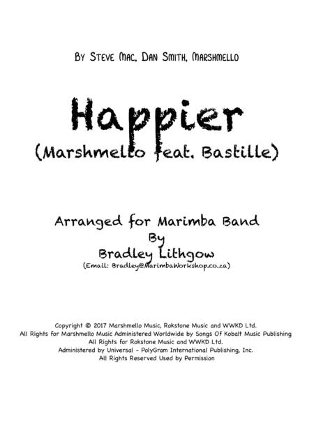 Happier Marshmello Feat Bastille Arranged By Bradley Lithgow For Marimba Band Diatonic In C Sheet Music