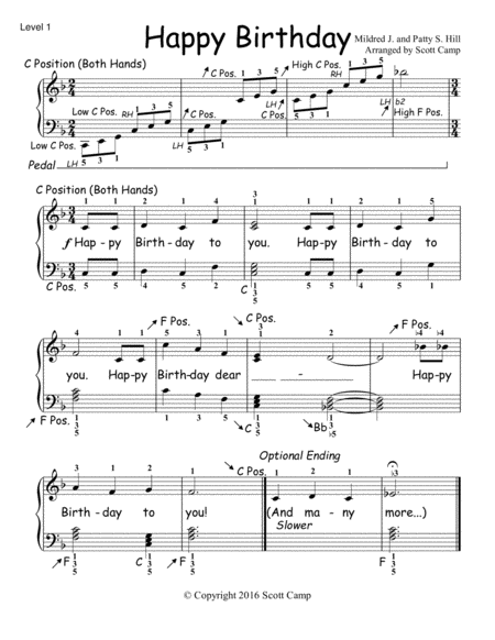 Free Sheet Music Happy Birthday 2nd Year Elementary Piano