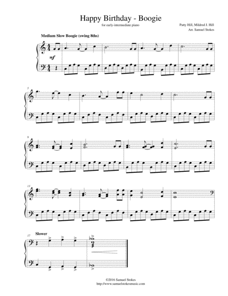 Happy Birthday Boogie For Early Intermediate Piano Sheet Music