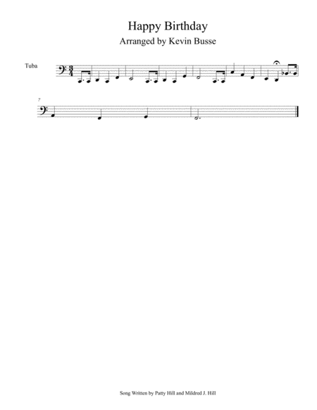 Happy Birthday Easy Key Of C Tuba Sheet Music