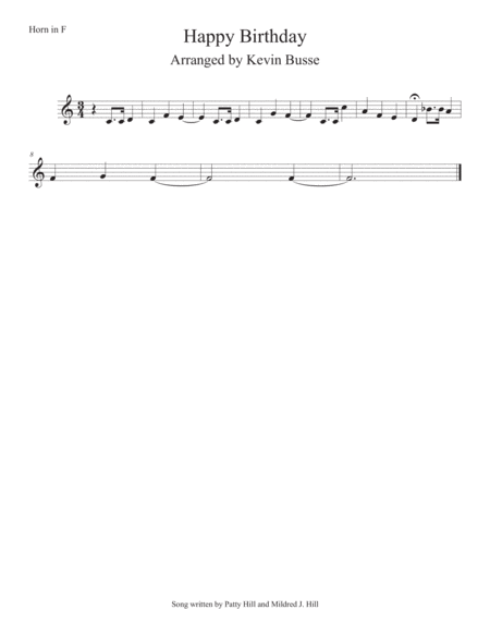 Happy Birthday Horn In F Sheet Music