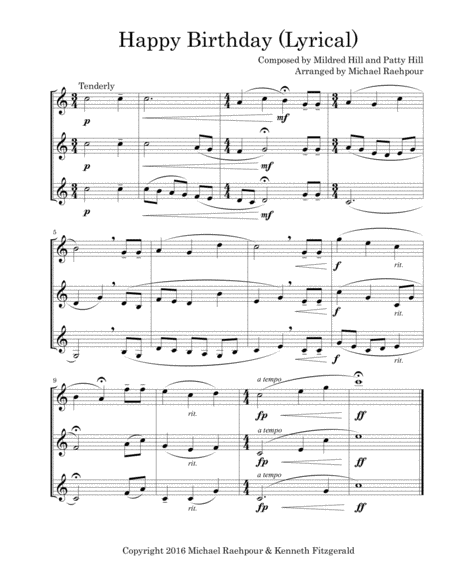 Happy Birthday Lyrical For Three Trumpets Sheet Music