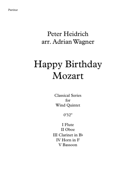 Free Sheet Music Happy Birthday Mozart Wind Quintet Arr Adrian Wagner