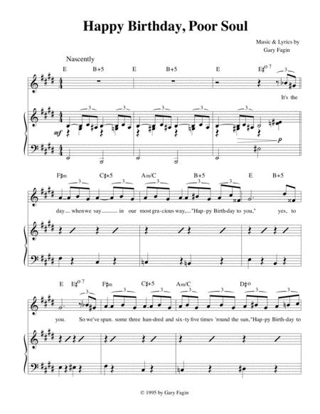 Happy Birthday Poor Soul For Voice And Piano Sheet Music