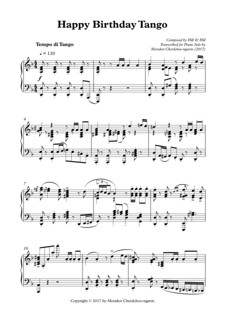 Happy Birthday Tango For Piano Sheet Music