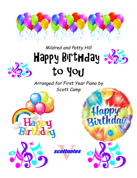 Happy Birthday To You First Year Piano Sheet Music