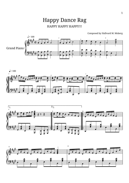 Free Sheet Music Happy Dance Rag Composed By Hallvard Moberg