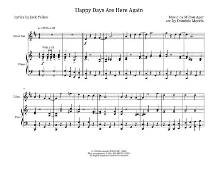 Happy Days Are Here Again Tenor Sax And Piano Sheet Music