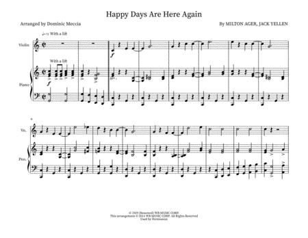 Happy Days Are Here Again Violin And Piano Sheet Music