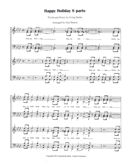 Free Sheet Music Happy Holiday Eight Part