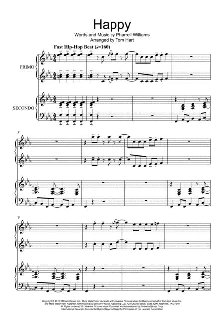 Free Sheet Music Happy Piano Duet 4 Hands 1 Piano