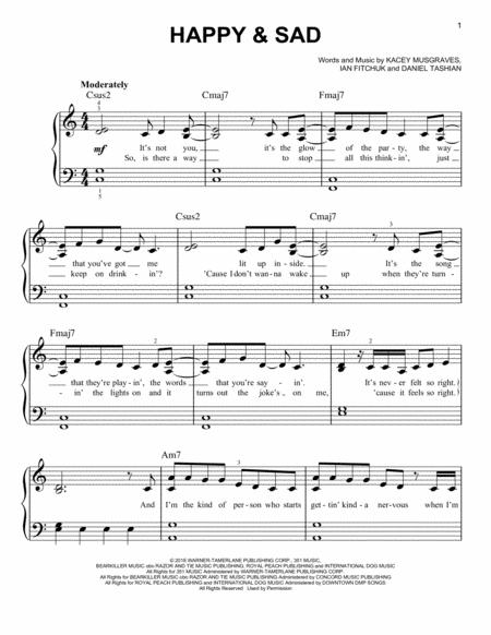 Free Sheet Music Happy Sad