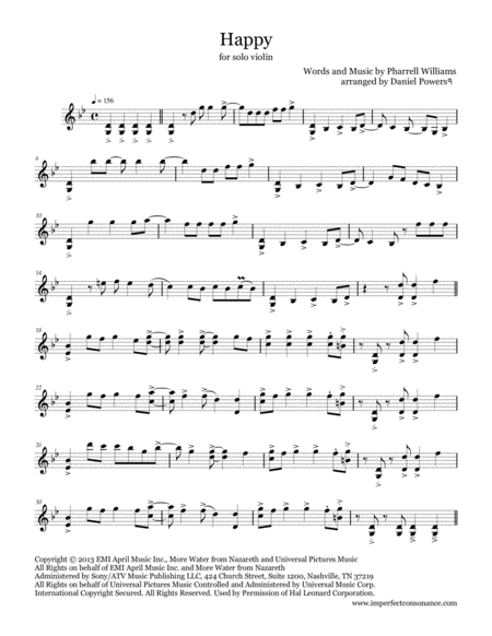 Happy Solo Violin Sheet Music