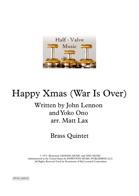 Happy Xmas War Is Over Brass Quintet Sheet Music