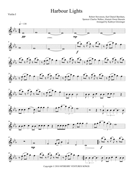 Free Sheet Music Harbour Lights String Quartet