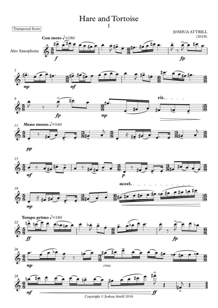 Free Sheet Music Hare And Tortoise Alto Sax Study